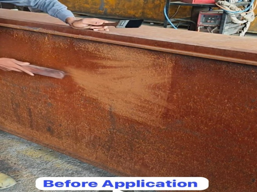 PREBOND-110 rust converter - before application on rusted steel beam