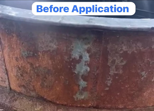 PREBOND-110 rust converter - before application on rusted tank