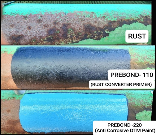 PREBOND-110 rust conversion process with PREBOND-220 topcoat